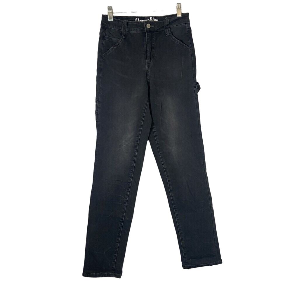 Organic Blue Jeans Carpenter Mom Black 7/28 Straight Mid Rise Y2K Hip Hop Skater
